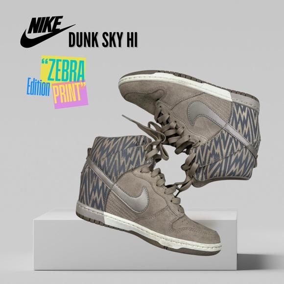 Nike Dunk Sky Hi Lace Up High Top Wedge Sneakers in “Zebra Print” (2013) - Picture 2 of 15
